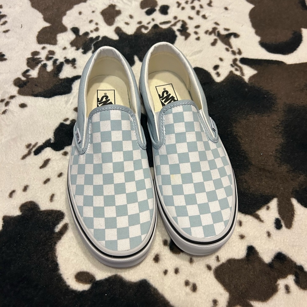 Vans Women’s size 9.5  Checkered Slip-On Shoes - Blue and White